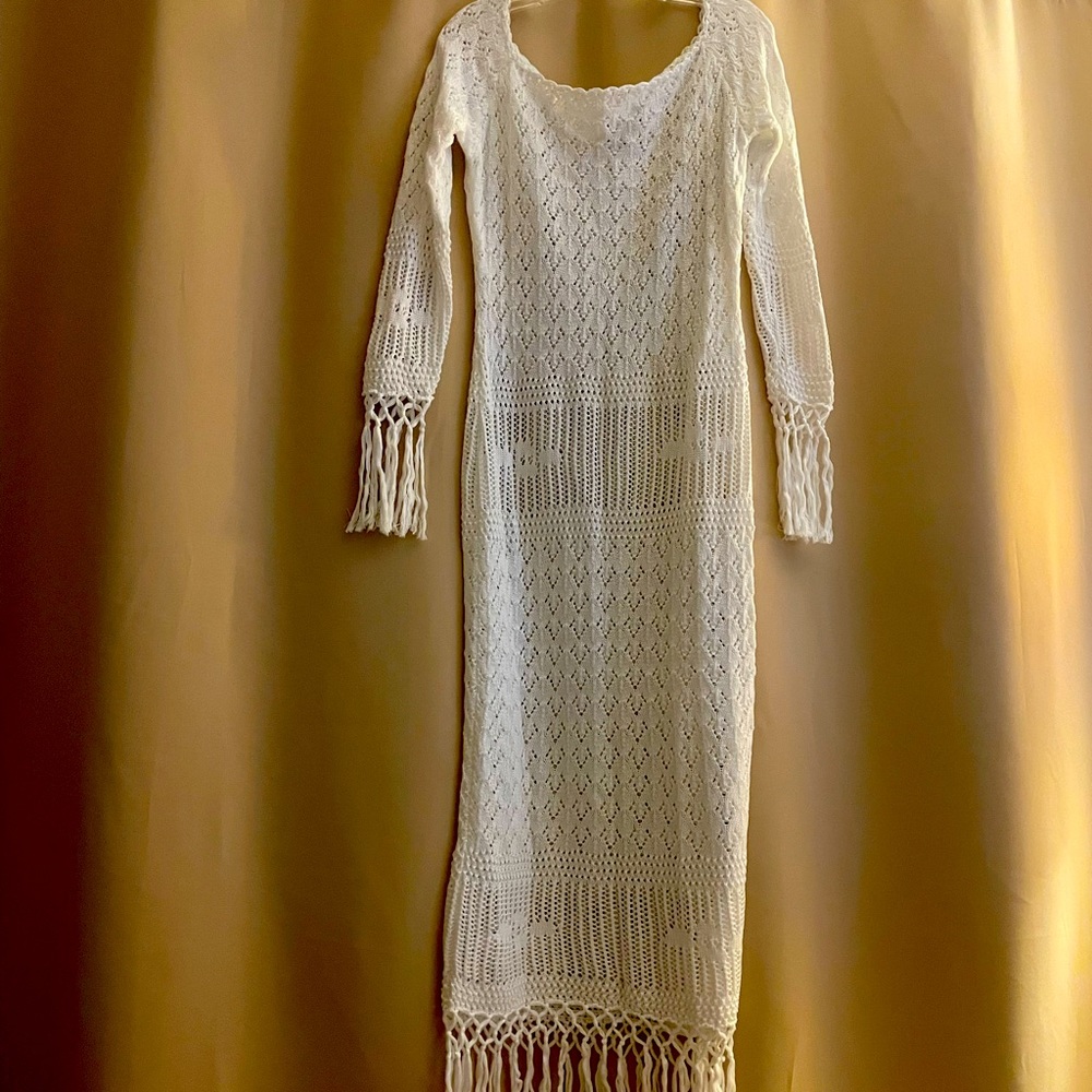 Off-the-shoulder crochet dress